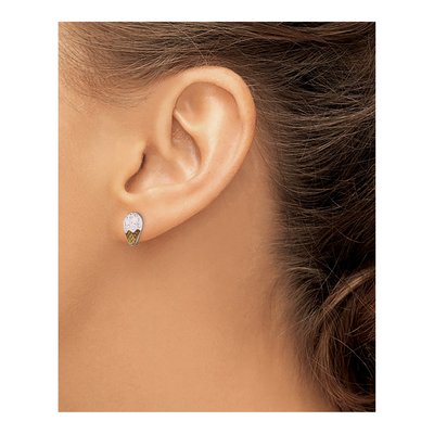 Sterling Silver Round Crystal Girls' Enamel Ice Cream Stud Earrings – view 4