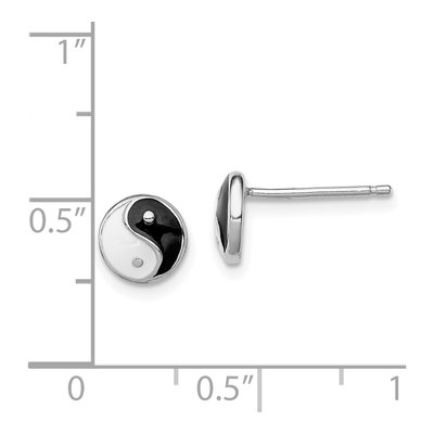 Sterling Silver Girls' Yin Yang Enamel Stud Earrings – view 5
