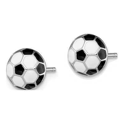 Sterling Silver Kids' Soccer Ball Stud Earrings – view 3