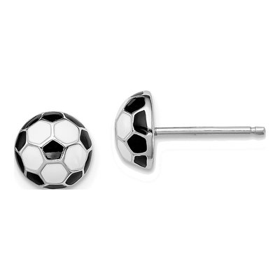 Sterling Silver Kids' Soccer Ball Stud Earrings