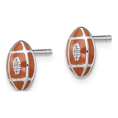Sterling Silver Girls' Football Stud Earrings – view 3