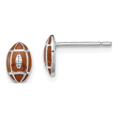 Sterling Silver Girls' Football Stud Earrings