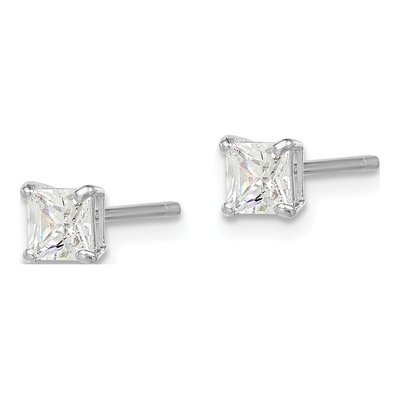 Girls' Sterling Silver CZ Square Stud Earrings | Madi K – view 3