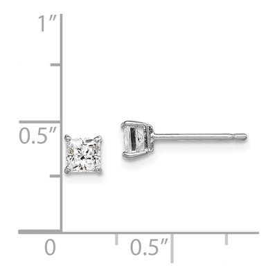 Girls' Sterling Silver CZ Square Stud Earrings | Madi K – view 5