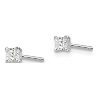 Girls' Sterling Silver CZ Square Stud Earrings | Madi K – view 3