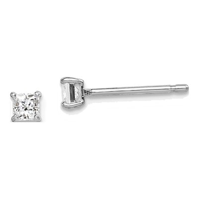 Sterling Silver 3mm CZ Girls' Square Stud Earrings