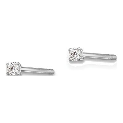 Sterling Silver 2mm Round CZ Girls' Stud Earrings – view 3
