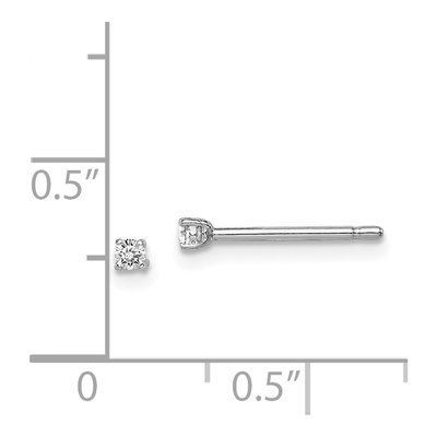 Sterling Silver 2mm Round CZ Girls' Stud Earrings – view 5