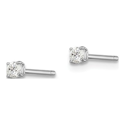 Sterling Silver 2.5mm Round CZ Girls' Stud Earrings – view 3