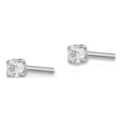 Sterling Silver 3mm Round CZ Girls' Stud Earrings – view 3