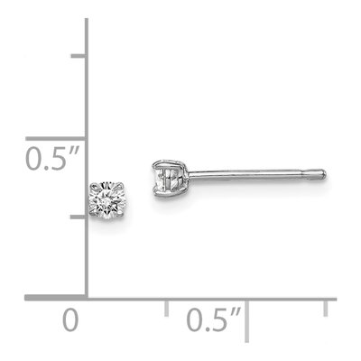 Sterling Silver 3mm Round CZ Girls' Stud Earrings – view 5