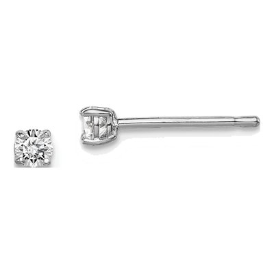 Sterling Silver 3mm Round CZ Girls' Stud Earrings