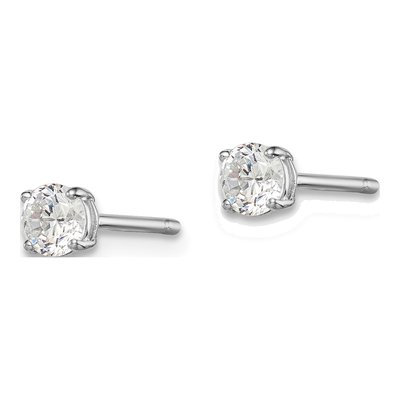 Sterling Silver 4mm Round CZ Girls' Stud Earrings – view 3