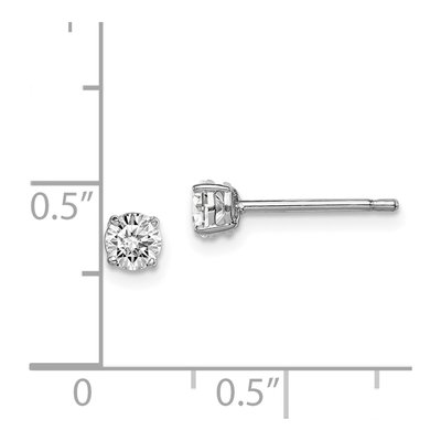 Sterling Silver 4mm Round CZ Girls' Stud Earrings – view 5