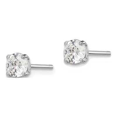 Sterling Silver 5mm Round CZ Girls' Stud Earrings – view 3