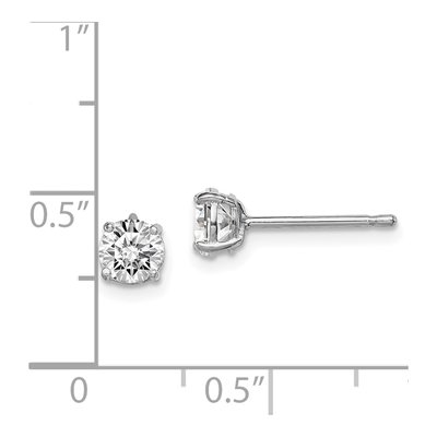 Sterling Silver 5mm Round CZ Girls' Stud Earrings – view 5