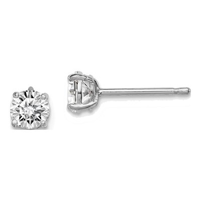 Sterling Silver 5mm Round CZ Girls' Stud Earrings