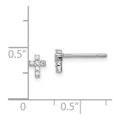 Sterling Silver CZ Cross for Girls Stud Earrings – view 5