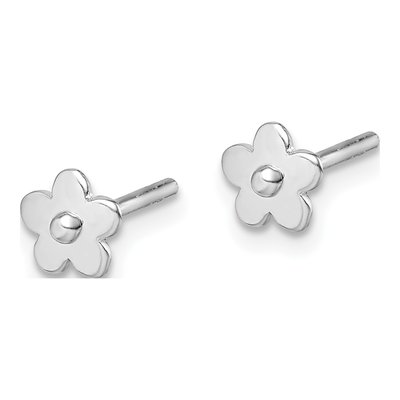 Sterling Silver Girls' Flower Stud Earrings – view 3
