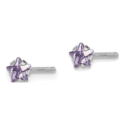 Sterling Silver 4mm CZ Girls' Star Stud Earrings – view 3