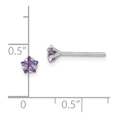 Sterling Silver 4mm CZ Girls' Star Stud Earrings – view 5