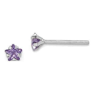 Sterling Silver 4mm CZ Girls' Star Stud Earrings