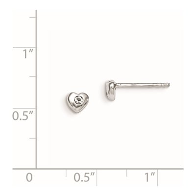 Sterling Silver Round Crystal Girls' April Birthstone Heart Stud Earrings – view 3