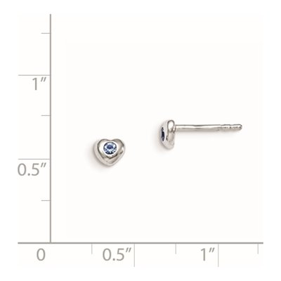 Sterling Silver Round Crystal Girls' December Birthstone Heart Stud Earrings – view 3