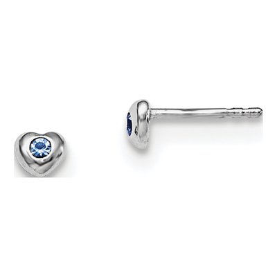 Sterling Silver Round Crystal Girls' December Birthstone Heart Stud Earrings