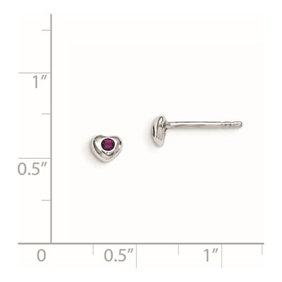 Sterling Silver Round Crystal Girls' Heart Stud Earrings – view 3
