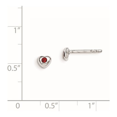 Sterling Silver Round Crystal Girls' January Birthstone Heart Stud Earrings – view 3