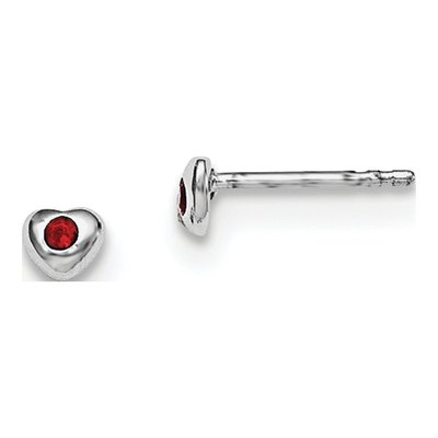 Sterling Silver Round Crystal Girls' January Birthstone Heart Stud Earrings