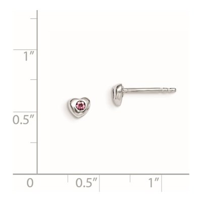 Sterling Silver Round Crystal Girls' June Heart Stud Earrings – view 3