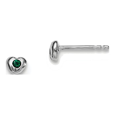 Sterling Silver Round Crystal Girls' May Birthstone Heart Stud Earrings