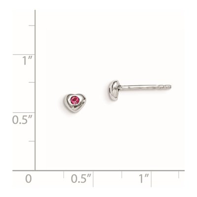 Sterling Silver Round Crystal Girls' Heart Stud Earrings – view 3