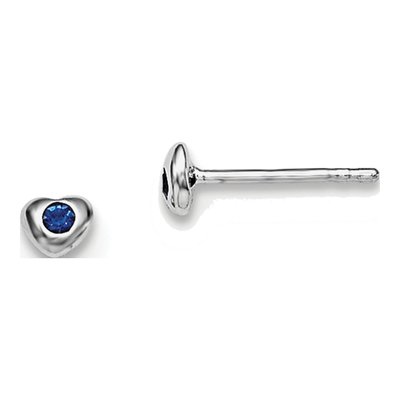 Sterling Silver Round Crystal Girls' September Heart Stud Earrings