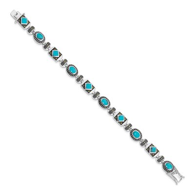 Sterling Silver Turquoise Marcasite Bracelet – view 3