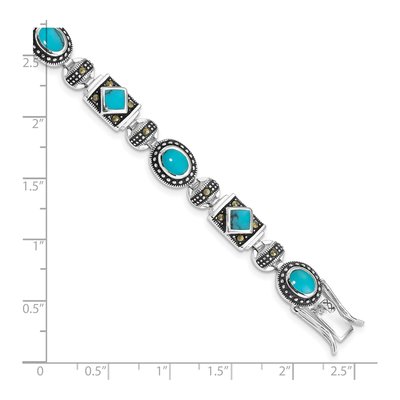 Sterling Silver Turquoise Marcasite Bracelet – view 5