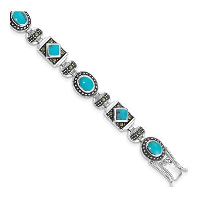 Sterling Silver Turquoise Marcasite Bracelet