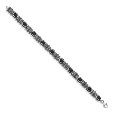 Sterling Silver Onyx Marcasite Bracelet – view 3