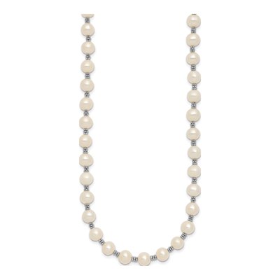Sterling Silver Freshwater Cultured Pearl Round Necklace – view 3