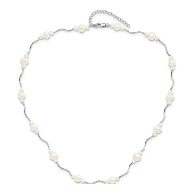 Sterling Silver Freshwater Cultured Pearl Station Necklace – view 4