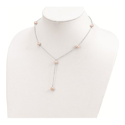 Sterling Silver Pink Freshwater Cultured Pearl Y-Drop Necklace – view 5
