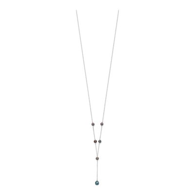 Sterling Silver Black Freshwater Cultured Pearl Y-Drop Necklace – view 3