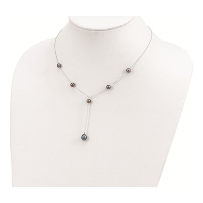 Sterling Silver Black Freshwater Cultured Pearl Y-Drop Necklace – view 5