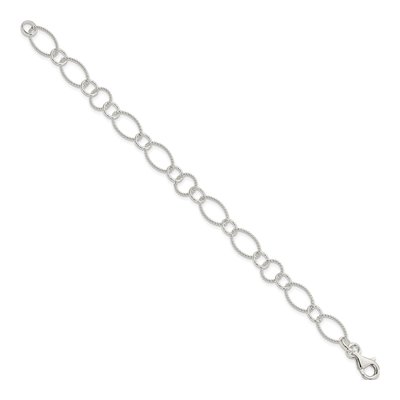 Sterling Silver 8mm Handmade Fancy Link Chain Bracelet – view 3