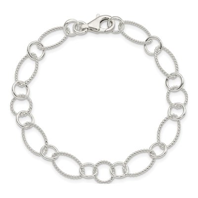 Sterling Silver 8mm Handmade Fancy Link Chain Bracelet – view 4