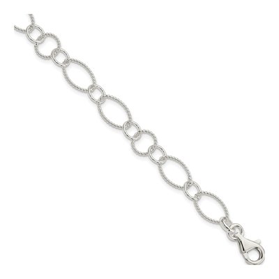 Sterling Silver 8mm Handmade Fancy Link Chain Bracelet