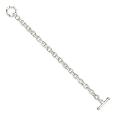 Sterling Silver 6.25mm Handmade Fancy Toggle Link Chain Bracelet – view 3