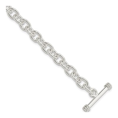 Sterling Silver 6.25mm Handmade Fancy Toggle Link Chain Bracelet